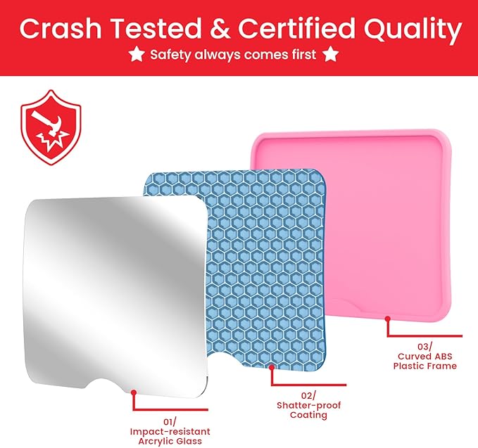 Baby Car Mirror, Safety Car Seat Mirror for Rear Facing Infant, Clear Wide View, Easily Observe the Baby Move, Secure, Shatterproof, Easy Install, Perfect (Pink)