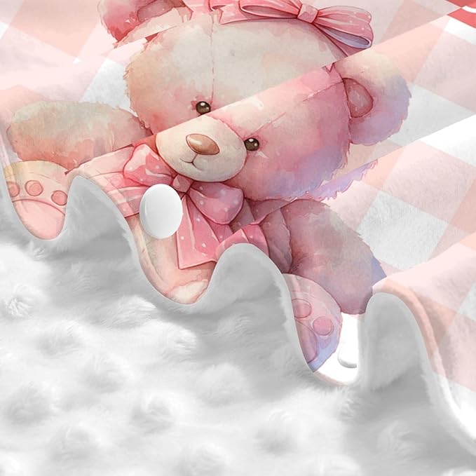 Pink Bow and Bear Custom Name Baby Car Seat Cover – Personalized Nursing Cover for Breastfeeding, Stroller Canopy, Privacy Infant Carseat Canopy, Soft Breathable Newborn Blanket for Girls