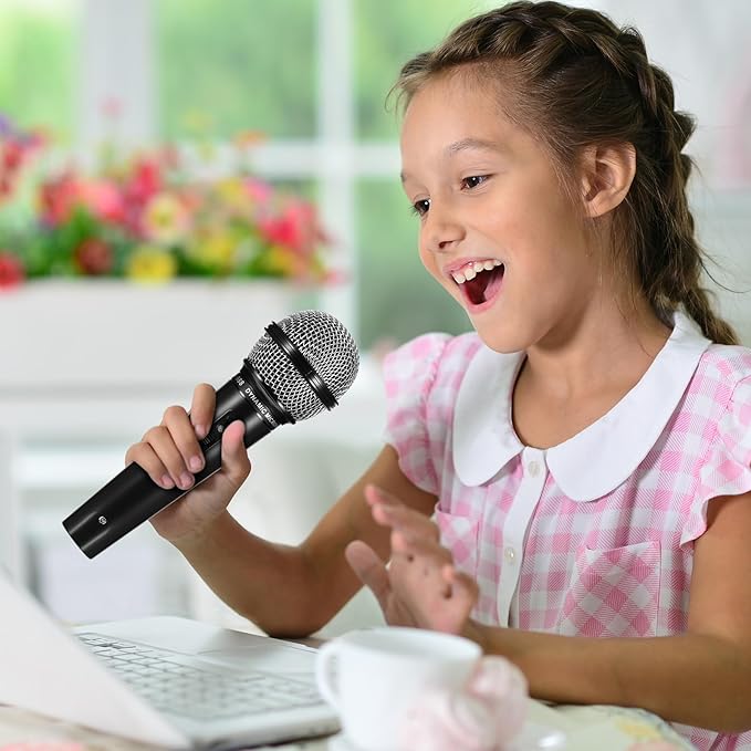 NUOBESTY Microphone for Kids, 6.4" Fake Toy Microphones for Toddler Plastic Pretend Play Mic Prop for Halloween, Christmas, Kid Karaoke Costume Cosplay Prop, Party Favors