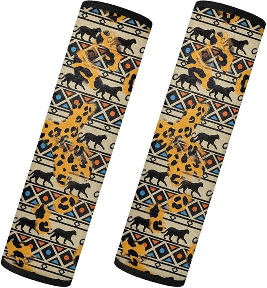 Boho Car Seat Neck Cover 2 Packs Leopard Pattern Car Accessories Easy to Clean Car Seat Strap Covers Shoulder Pads Comfort Shoulder Strap Protectors for Cars Trucks Vans for Friends Lovers