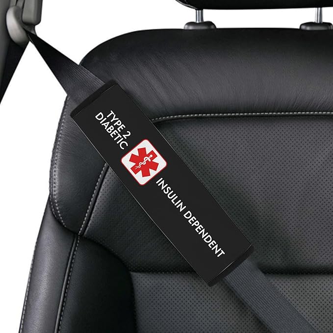 Type 2 Diabetic Insulin Dependent Custom Size Medical Alert Car Seat Belt Cover for Adults Girls and Boys Safety Seatbelt Belt Strap Shoulder Pad for a More Comfortable Driving 80