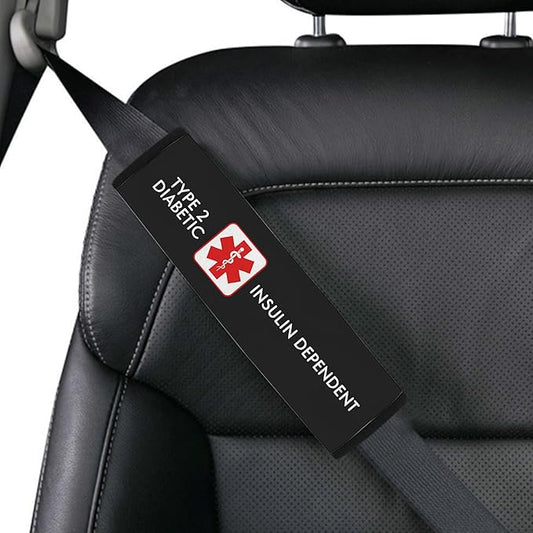 Type 2 Diabetic Insulin Dependent Custom Size Medical Alert Car Seat Belt Cover for Adults Girls and Boys Safety Seatbelt Belt Strap Shoulder Pad for a More Comfortable Driving 80
