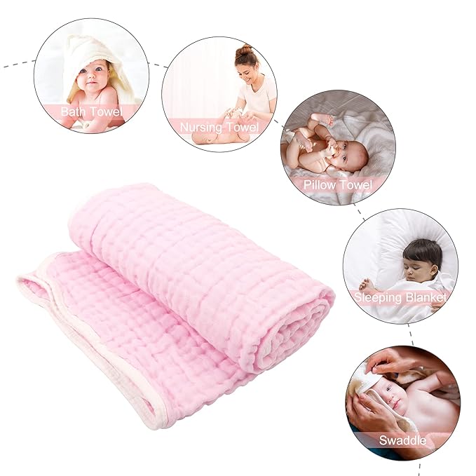 babygoal Baby Bath Towels 2 Pack, 100% Muslin Cotton Hooded Towel for Newborn,Toddler,Infant, Absorbent & Hypoallergenic Baby Gift for Boys Girls 35"x35" T0102