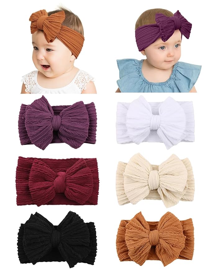 Stretchy Baby Girl Headbands Bows, Infant Headband Bows for Baby Bonnet Newborn Head Wraps Toddler Unisex (XH003)