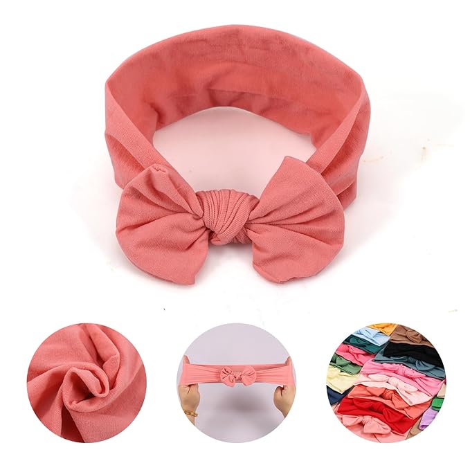 31 PCS Baby Girl Hair Bows, Super Stretchy Soft Nylon Baby Bows Headbands Set, for Newborn Infant Toddler 0-6 6-12 Months, Elastic Bow Hair Accessories Multi-Color, Shower Gift