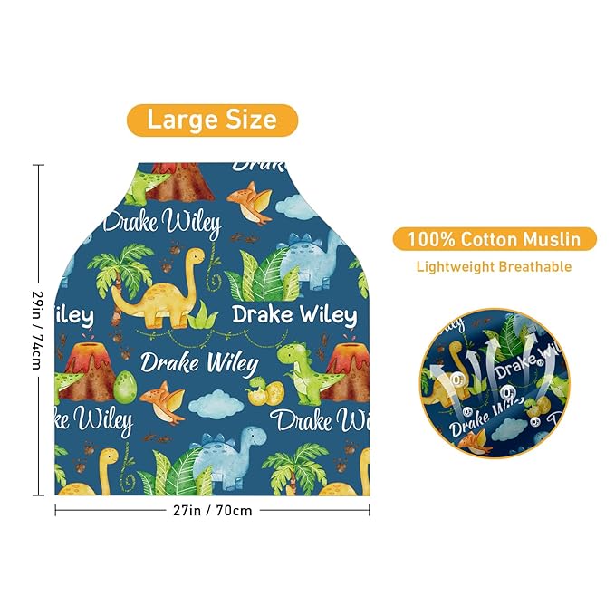 Personalised Car Seat Cover for Babies - Dark Green Horse Print Multi-use Carseat Canopy Cover with Name, Car Seat Covers, Birthday Gifts for Infant Boys and Girls (27"x29")