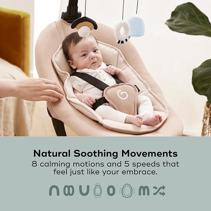 Babymoov Swoon Evolution Smart Electric Baby Swing, Bluetooth-Connected, 8 Motions, 360° Reclining Seat, Music Streaming, Voice Recording, Personalized Lullabies, Mobile App Control, Infant Included