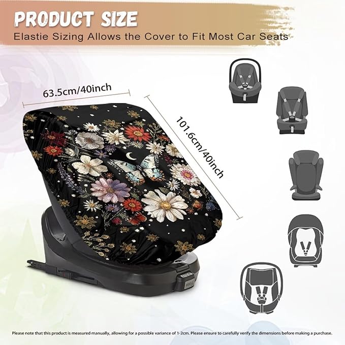 XYZCANDO Butterfly Print Baby Car Seat Sun Protection Reflective Baby Seat Covers for Car Seats Elegant Cooling Car Seat Cover Baby Foldable Car Seat Sun Cover for Travel Gift for Friends