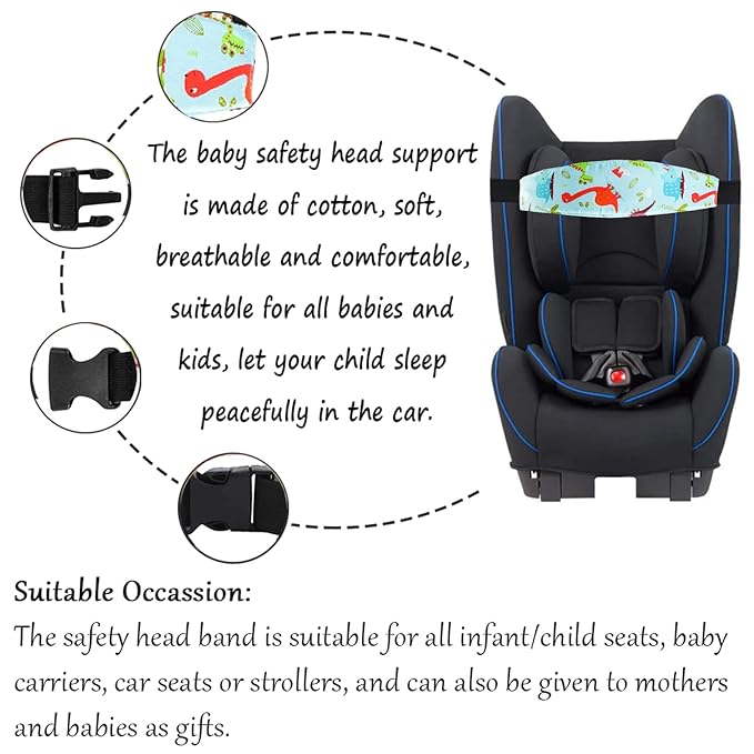ZYNQACC 2PCS Baby Car Seat Head Support,Toddler Safety Car Seat Sleep Nap Aid Positioner Strap Belt Neck Protection Belt for Children and Kids(Pink, Blue) (Green)