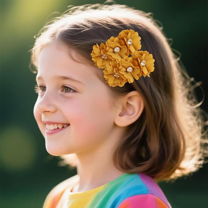 Flower Hair Clips Set-Cherrboll 10pcs Floral Hair Bow Accessories for Baby Girl Toddles Teen Gifts