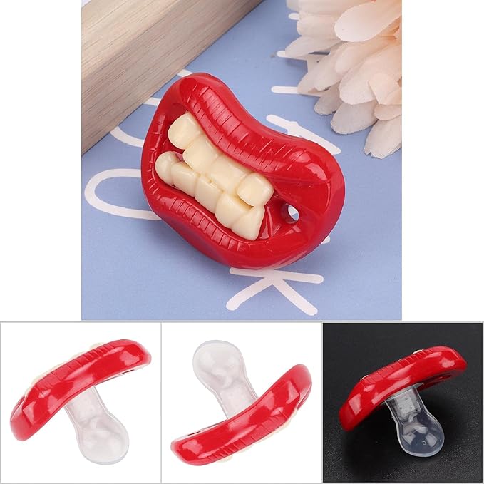Funny Red Lip Pacifier, Soft Gel Laughing Mouth Soother for Babies Kids Child