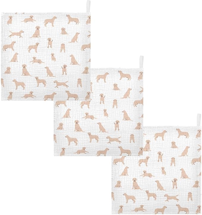 vvfelixl Baby Cotton Washcloths Labrador Retriever Dog Infants Bath Towel for Unisex Face Towels for Newborn, Natural Baby Wipes Delicate Skin, 11.8 X 11.8 inch, one sizex5