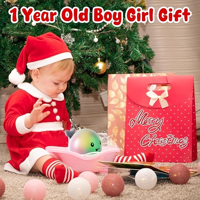 Gigilli Baby Bath Toys, Bath Toys for Kids Ages 1-3, 1 2 3 Year Boy Girl, Easter Basket Stuffers Baby 6-12-18 Months, Light Up Whale Bath Toy Sprinkler Toddler Birthday Bathtub Fountain Pool Water Toy