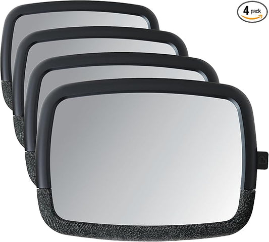 Munchkin Baby Car Mirror for Rear Facing Car Seats,Pivot 360 Baby in-Sight Adjustable Auto Mirror,Black,(Pack of 4)