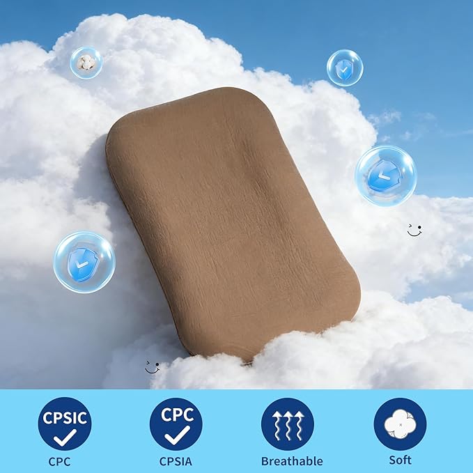 Baby Lounger, Newborn Lounger with Breathable & Soft Cover for Home and Travel, 0-24 Months Newborn Babies Essentials Gifts. Brown (1 Cover Included)