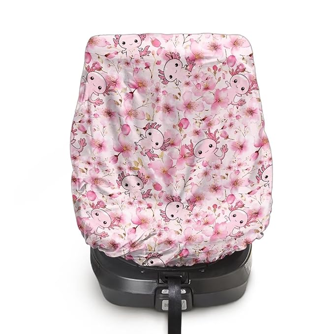 XYZCANDO Axolotl Toddler Car Seat Cover Pink Car Seat Sun Cover for Baby Car Seat Covers for Babies Boy Replacement Baby Car Seat Sun Shade Cover for Summer Car Accessories 2024