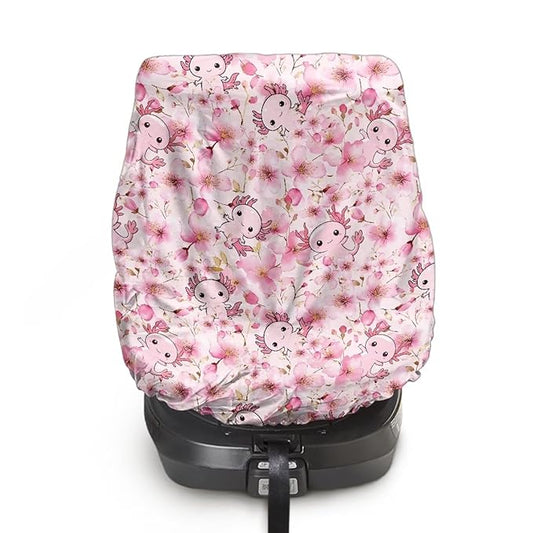 XYZCANDO Axolotl Toddler Car Seat Cover Pink Car Seat Sun Cover for Baby Car Seat Covers for Babies Boy Replacement Baby Car Seat Sun Shade Cover for Summer Car Accessories 2024