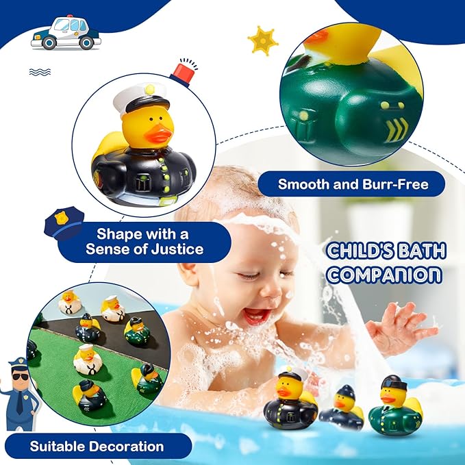 Deekin 24 Pcs Military Rubber Ducks Bulk 2 Inch Rubber Ducks Party Favor 250th Anniversary Decorations for Birthday Pool Party Occupation Cosplay 250th Anniversary