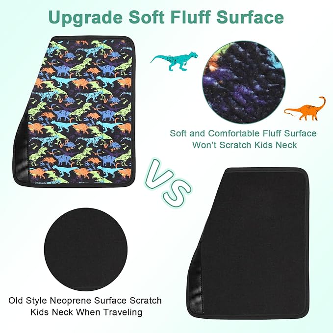 Amintiri Seat Strap Shoulder Pads for Kids, Seat Belt Cover for Children, Soft Furry Seat Belt Cushion for Travel, Cartoon Car Seat Belt Pad Cover for Boys and Girls. (Dino World)