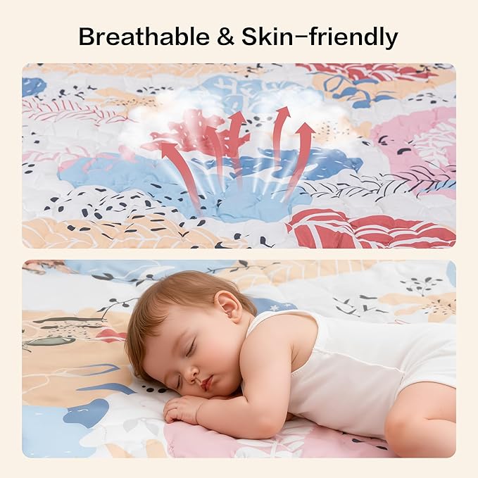 50"x50" Baby Play Mat, Premium Thicker Foam Floor Mat, Bohemian Non-Slip Playpen Mat for Infants & Toddlers, Foldable Machine Washable Crawling Mat