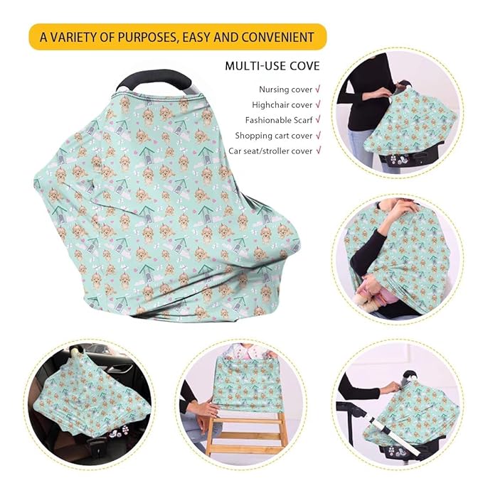 Forchrinse Cute Corgi Baby Car Seat Covers for Newborns,Soft Stretchy Nursing Covers Breastfeeding Scarf for Moms,Stretchy Stroller Cover for Puppy’s Lover