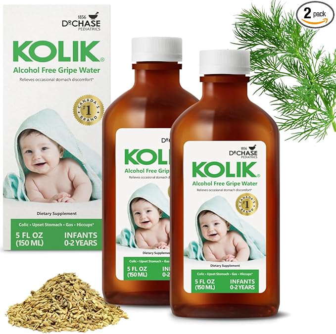 Dr. Chase Kolik Gripe Water for Babies, Alcohol Free Gripe Water for Infant Colic and Gas Relief, Safe and Soothing Colic Baby Relief - 5 Fl Oz (Pack of 2)