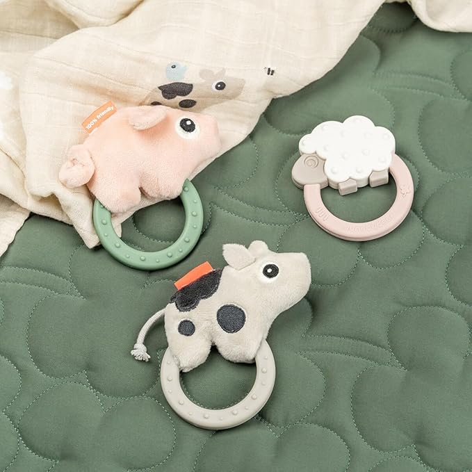 Sensory rattle w/teether - Dotti - Sand