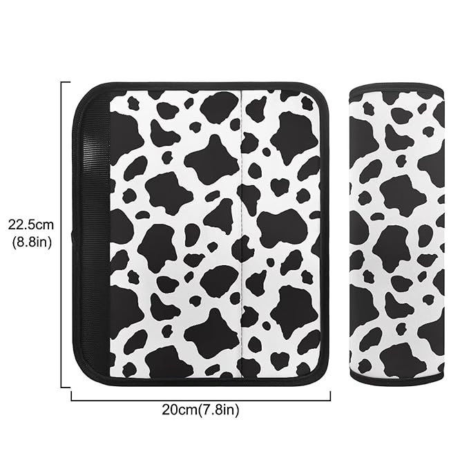 AFPANQZ Cow Print Car Seat Belt Covers Straps Pad Cushion Set for Boys Girls Auto Safety Seatbelt Pads Cushion Auto Accessories Decor Soft Backpack Laptop Bag Straps Shoulder Pad Soft Cushion
