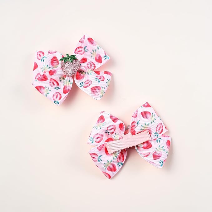 AACKS Kids Girls Strawberry Hair Bows Strawberry Hair Accessroies Fruit Hair Barrettes Strawberry Ribbon Bow