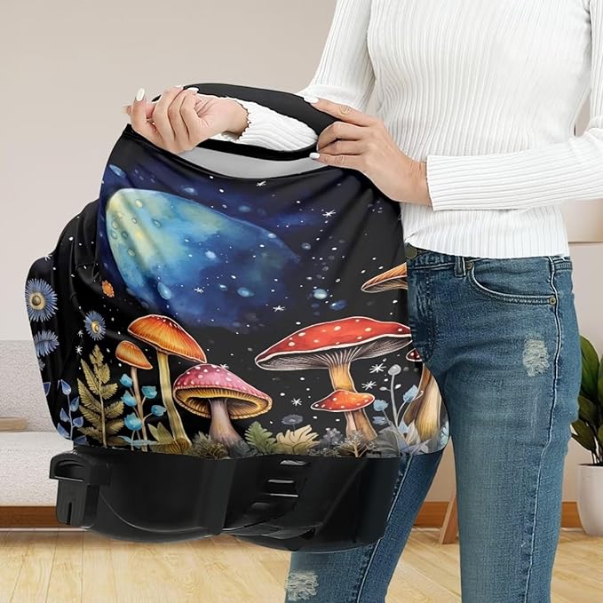 Youngerbaby Mushroom Print Nursing Cover Carseat Canopy Car Seat Covers for Babies Mom Breastfeeding Scarf Infant Multi Use Cover for Baby Stroller Shopping Cart Feeding High Chair