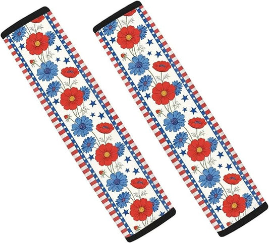 Car Seat Belt Cover Pad,Soft Comfortable Shoulder Seatbelt Pads Cushions for Adults and Children Auto Decor,Striped Flower