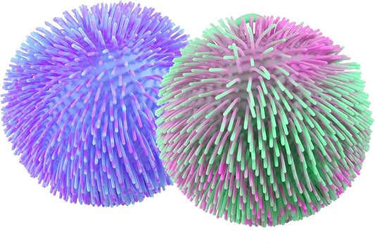 Curious Minds Busy Bags 2 Multi-Color Tie Dye Swirl Jumbo 8" Puffer Ball - Sensory Therapy Fidget Stress Balls - OT Autism SPD (Set of 2 Random Color Balls)