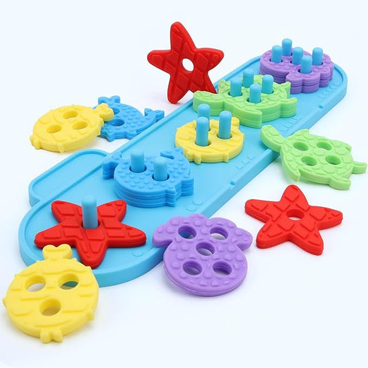 Silicone Blocks for Toddlers Aged 1-3 2-4, Montessori Toys for 1 Year Old Boy Girl Gifts, Sorting & Stacking Toy Soft Textured Educational Learning Toddler Baby Toys