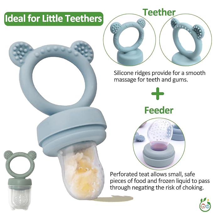 Baby Breastmilk Popsicle Freezer Molds & Baby Fruit Food Feeder Pacifier Set, JEXFUN Baby Silicone Nibble Freezer Tray Food Storage Containers, Breast Milk Ice Cubes for Teething & Self Feeding