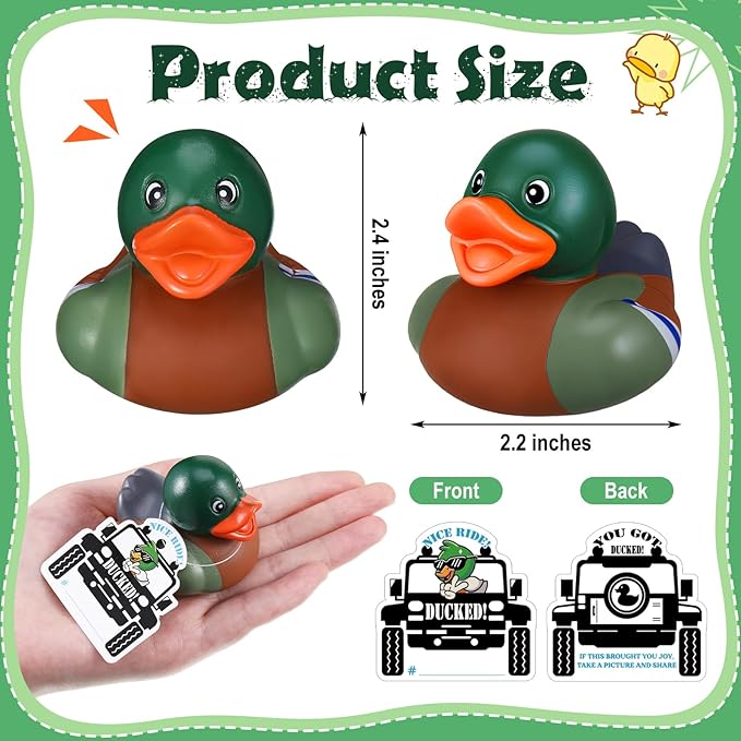 Gemscream 30 Pcs Mallard Rubber Ducks Bulk - 2 in Mallard Floating Bath Duck with Party Cards Adorable Party Favors for Pool Bath, Ducky Birthday Gift & Nature Birds Lovers Hunting Decoration