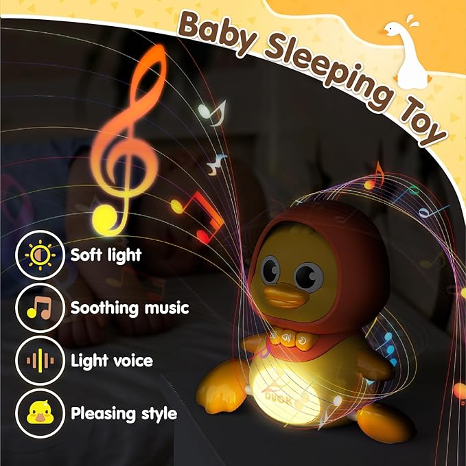 Crawling Duck Musical Toy, Baby Toy for Toddler, Sound Toys for 18+ Months, Early Educational Baby Toys with Light, Includes One Large Duck and Two Ducklings (Batteries Included)
