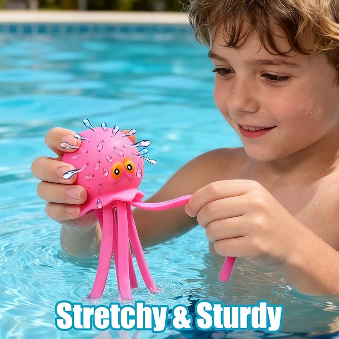 4 PCS Octopus Water Balls, Sensory Stress Relief Floating Pool Toys for Kids, Water Splash Balls Toddler Swim & Bath Toys, Christmas Goodie Bag Fillers for Babies