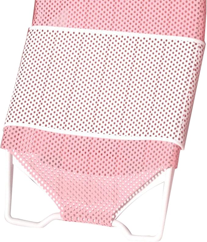Fafeicy Baby Bath Seat Support Non Slip Mesh Cushion Portable Bath Tub Seat Net for Newborns to Toddlers (Pink, PP Material, with Pillow and Slip Pad)