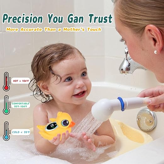 Baby Bath Thermometer with LED Display & Floating Crab Toy - 2-in-1 Color-Coded Alerts(Cold/Comfortable/Hot) | Bath Temperature Monitor, Adorable Floating Toys for Infants, Nursery Essentials