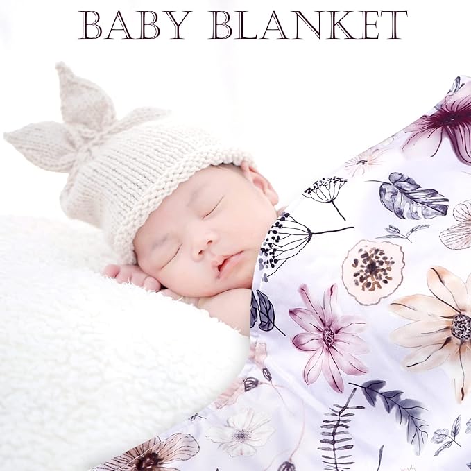 Baby Car Seat Cover, Peekaboo Opening Spring Car Seat Canopy for Baby Girls Boys, Mom Nursing Breastfeeding Covers, Blanket for Infant, Purple Watercolor Flower