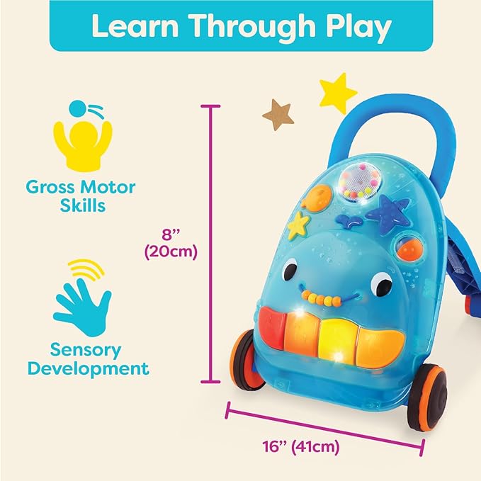B. toys – Walk 'n' Play – Ride On Musical Activity Walker – Whale Walker for Active Play – Songs, Sounds & Lights – Interactive Toy for Baby, Toddler – 10+ Months