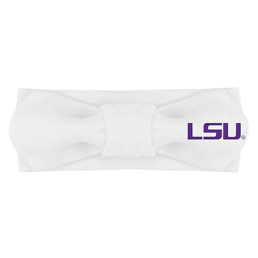 Creative Knitwear LSU Tigers Infant Girls White Solid Hair Knot Headband Embroidered Logo - Size Newborn - 4T