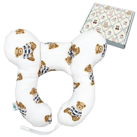 Baby Neck Pillow, U-Shape Pillow for Car Seat, Stroller and Pushchair, Lightweight Baby Travel Accessory (Little Bear)