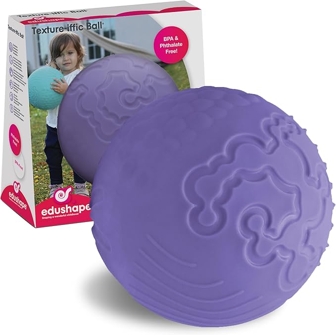 Edushape Texture-iffic Sensory Ball for Baby - 7" Baby Ball that Helps Enhance Gross Motor Skills for Kids - Toddler Ball with 8 Sections of Different Tactile Patterns