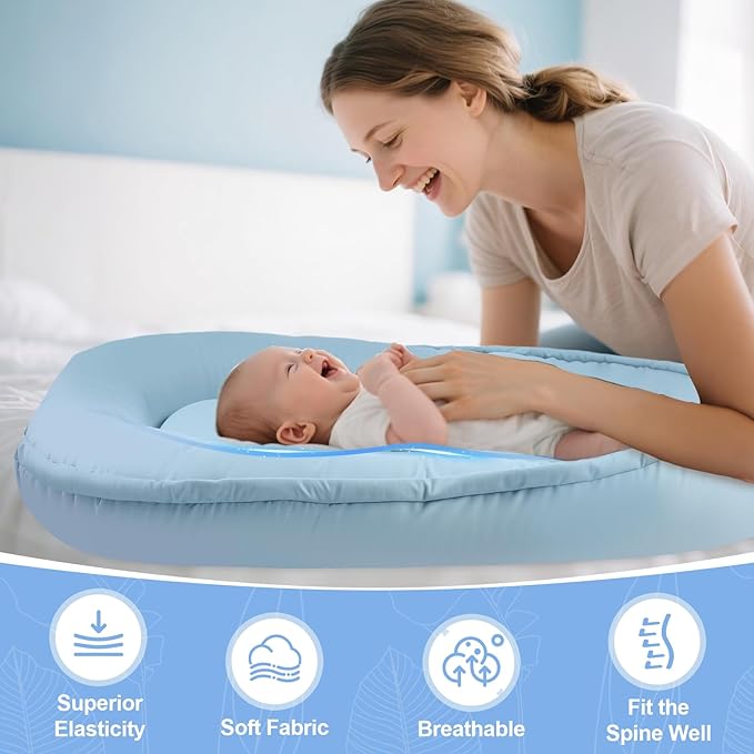 Baby Lounger, Baby Lounger for Newborn 0-24 Months, Premium Soft & Breathable Infant Lounger, Pure Cotton Baby Nest for Boys & Girls, Portable Newborn Lounger for Travel and Home.
