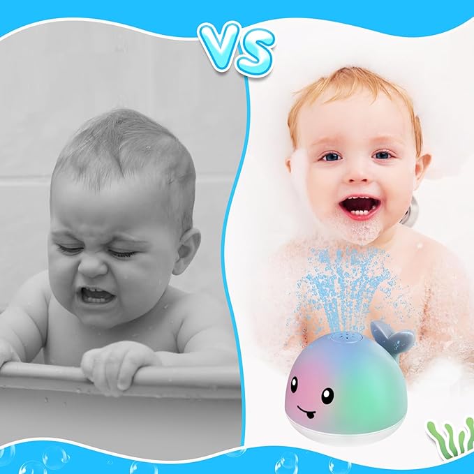 ANGGIKO Baby Bath Toys, Toddler Bath Toys for Kids Ages 1-3, Baby Easter Basket Stuffers, 1 2 3 Year Boy Girl Gifts Baby Toy 6-12-18 Months Light Up Whale Bath Toy Sprinkler Bathtub Pool Water Toy