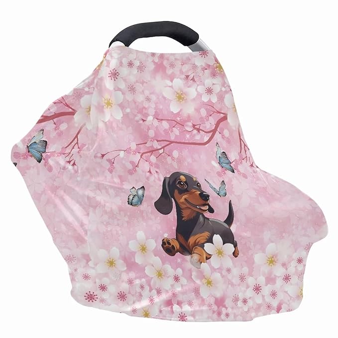 AFPANQZ Dachshund Nursing Covers for Newborns Baby Car Seat Covers for Baby Girls, All Season Baby Carseat Canopy Cover Ups Breastfeeding Scarves Breathable Baby Shower Scarf