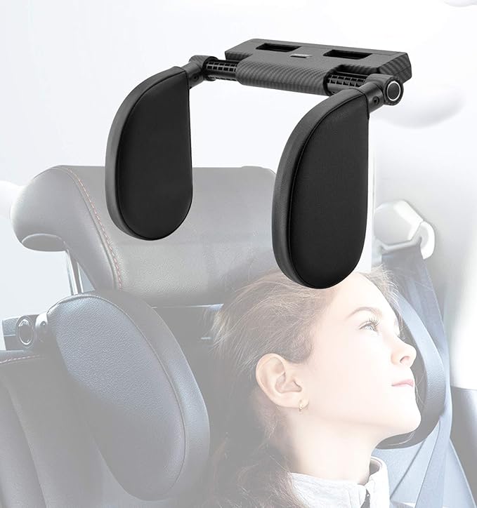 Car Seat Headrest Pillow, Adjustable Car Pillow Head Protection for Kids Sides Protect Neck Pillow Travel Pillow, Car Child Headrest Pillow Sleeping Travel Pillow (Black)