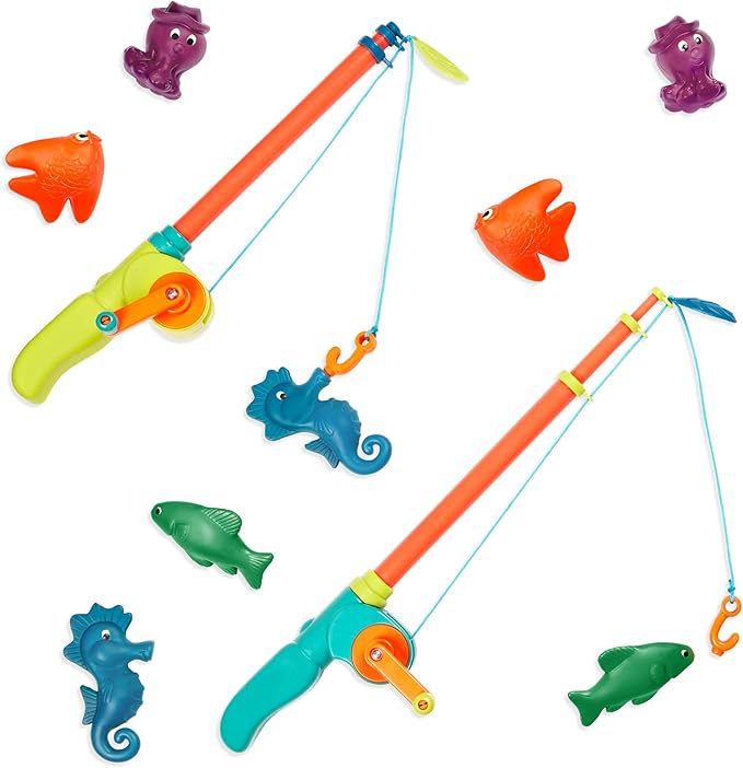B. toys – Little Fisher's Kit Magnetic Fishing Playset – 2 Rods & 8 Color – Changing Sea Animals for Pool, Tub Play – Educational Toddler Toys for Hand – Eye Coordination – 3+ Years