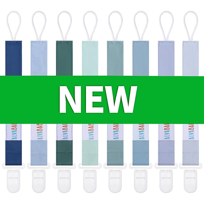 ALVABABY Baby Pacifier Clips Paci Universal Holder Leash Pacifier Clip Binky Holder for Teether Soothie 8 Pack 8DP06A